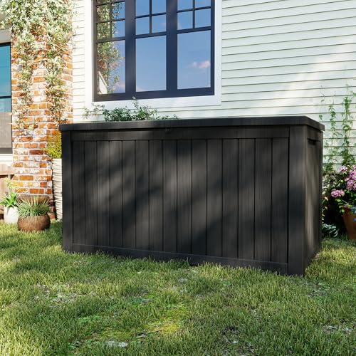 200 Gallon Deck Boxes Outdoor Waterproof (Black / 200 GAL)