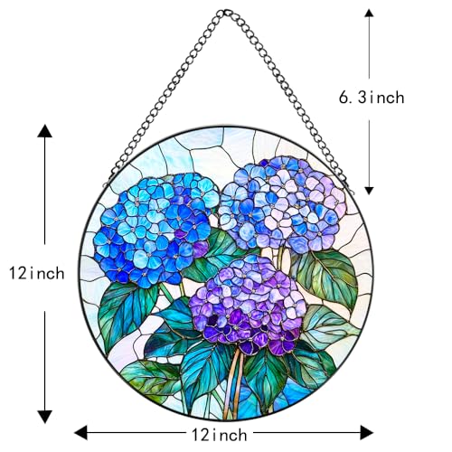 Handmade Hydrangea Flower Stained Glass Suncatcher