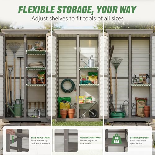 Outdoor Storage Cabinet Store More in Less Space (White / 32" x 16" x 66")