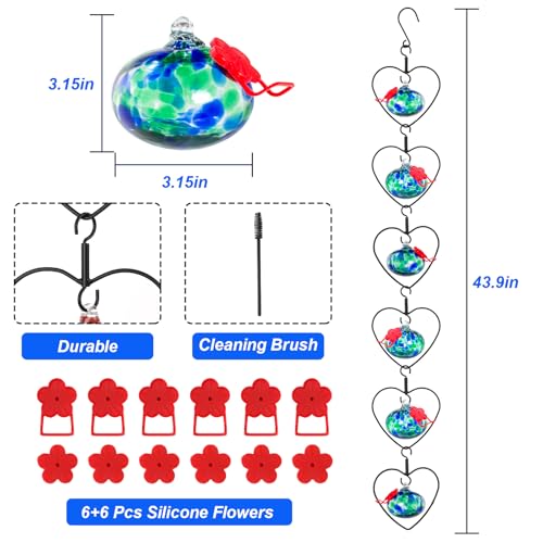 6 Pcs Heart Shaped Hummingbird Feeder for Outdoors