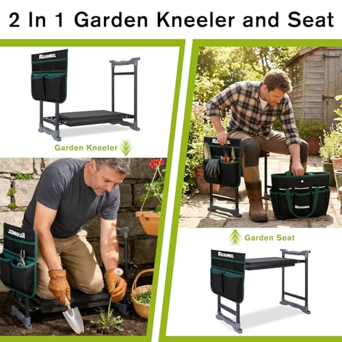 Garden Kneeler and Seat with Umbrella (Beige & Green)