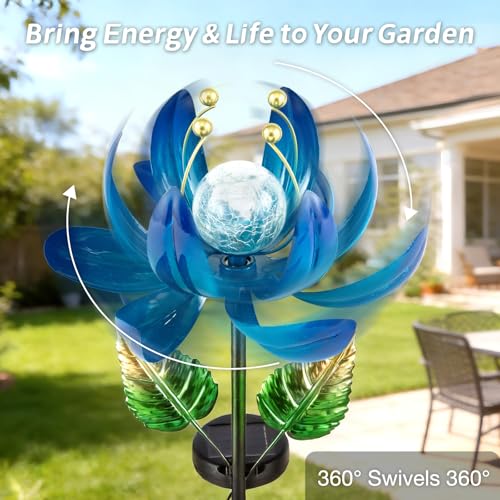 Solar Garden Lights Metal Flower Decor (Dazzling Blue)