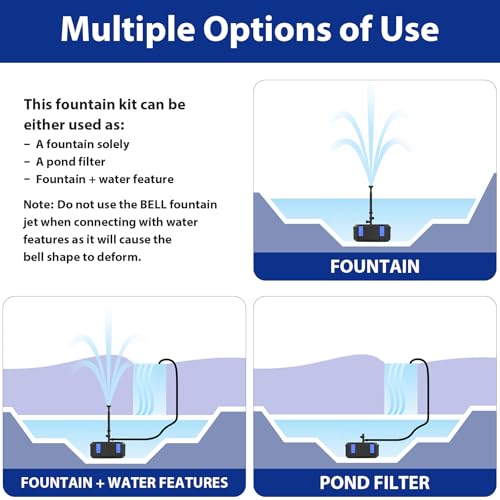 400GPH Pond Fountain Filter Kit with 3 Spray Patterns