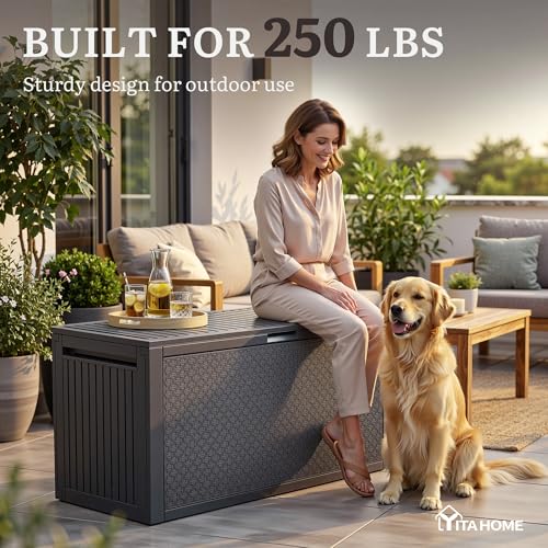 95 Gallon Outdoor Storage Deck Box (Dark Gray / 90 Gallon)