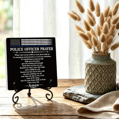 Police Officer Gift for Women Men Home Office Book Shelf Table Decor 01 (Multicolor 1717 / Wooden sign with iron frame（6.3 x 6.3 inches）)