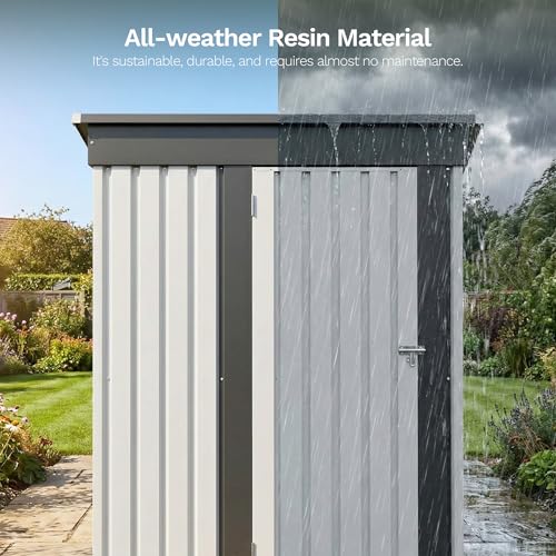 5x3 FT Outdoor Storage Shed with Floor Frame (White / 5x3 FT)
