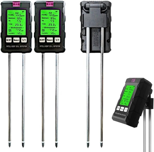 6-in-1 Soil Moisture Meter, 2026 New Digital Plant Temperature/Soil Moisture Test & PH Meter/Sunlight Intensity, Large Dial Soil Tester for Indoor & Outdoor Gardening, Lawn, Farm (2PCS)