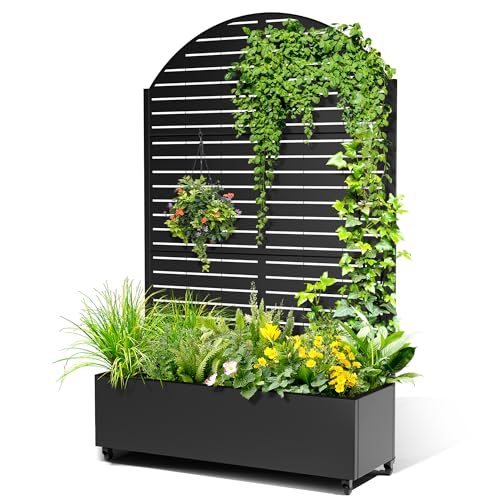 Metal Raised Garden Bed (Black Arched-louvered / 71" x 47" x 16")