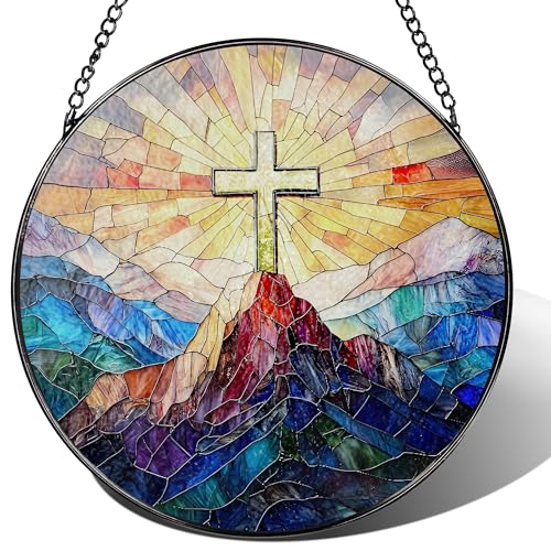 Stained Glass Suncatcher (Religious Cross)