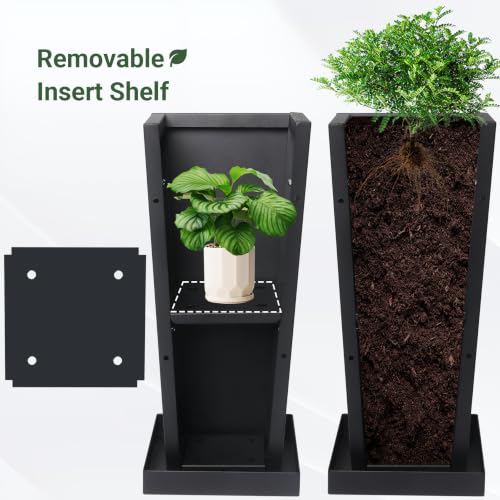 30" Metal Tall Outdoor Planters Set of 2 (30" H)