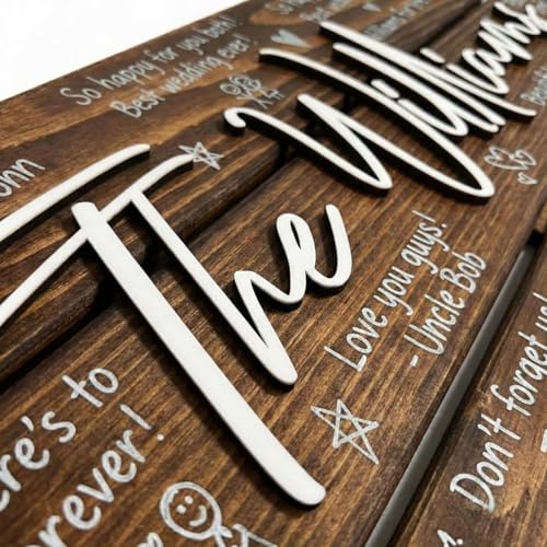 Personalized Round Wooden Wedding Guest Book Alternative Sign