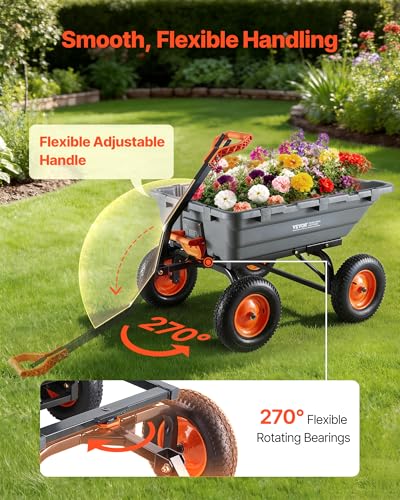 10 Cu.Ft 1500LBS Poly Garden Cart Dump Wagon (Gray)
