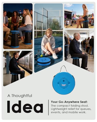 18 in Collapsible Stool with Cushion (Blue)