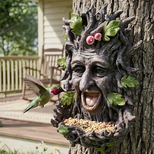 12" Real Tree Face Hugger Statue (Green Red)