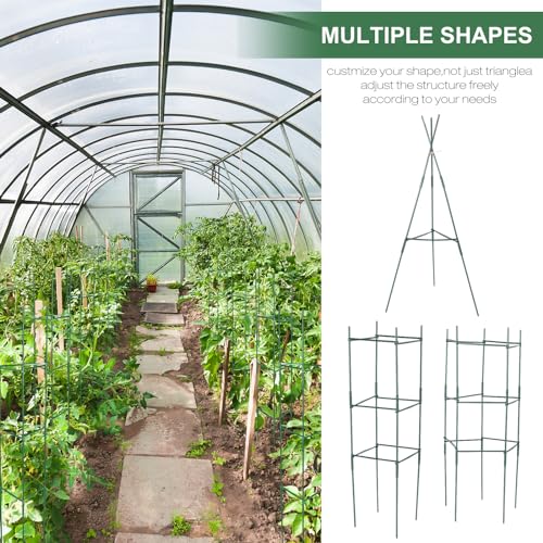 5 Pack Tomato Cages for Garden 48 Inch Metal Tomato Cages Heavy Duty Plant Supports Assembled Garden Trellis Stakes with Adjustable Snap Arm for Climbing Plant Vegetable (Green)