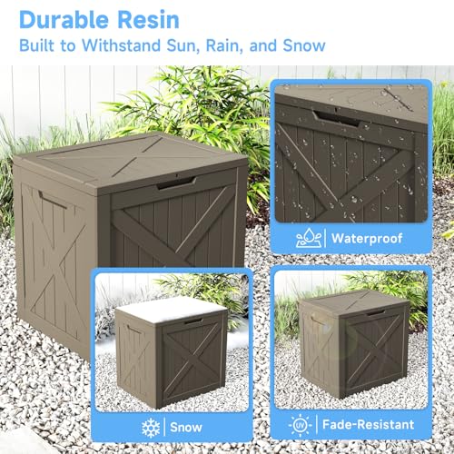40 Gal Waterproof Outdoor Storage Box Weatherproof Deck Box (Grey / 40 Gallon)