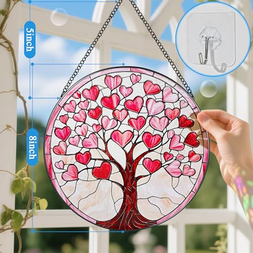 Stained Glass Window Hanging (Heart Tree)