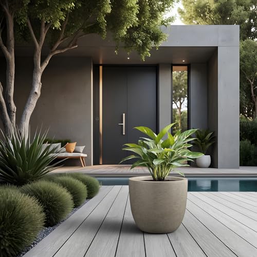 Modern Home Minimalist 14" Dia Weathered Concrete Bowl Planter (Weathered Concrete / 14-Inch Dia)