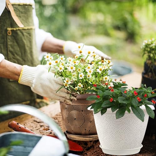 8 Inch Flower Pots Planters for Indoor Outdoor Plants (White / 8 inch-4 pack)