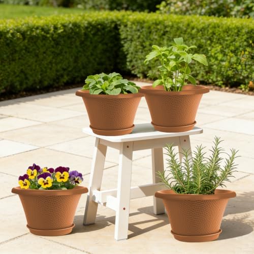 12 Inch Pots for Plants (Diamond Pattern-orange / 12 inch-4 Pack)
