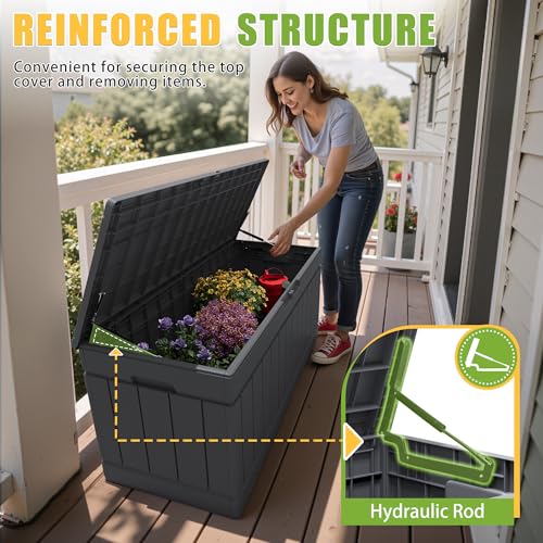 Outdoor Storage Box 82 Gallon Storage Bin with Lid for Patio Furniture (Gray / 82 Gallon)
