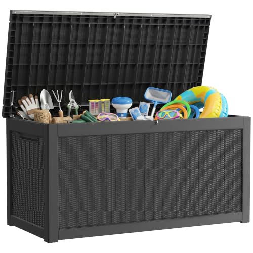 320 Gallon Deck Boxes Outdoor Waterproof (Black / 320 GAL)
