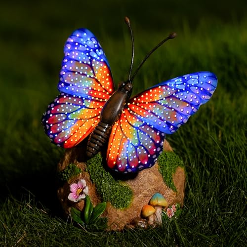Solar Butterfly Garden Statue Weatherproof Outdoor Hand