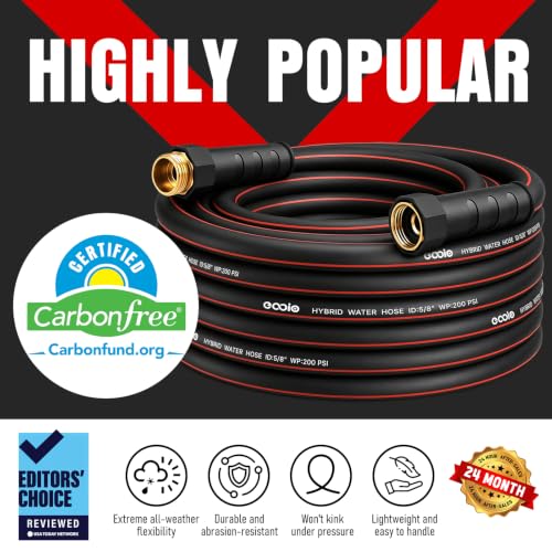 Heavy Duty Garden Hose 50ft (Black+Red / 50ft)