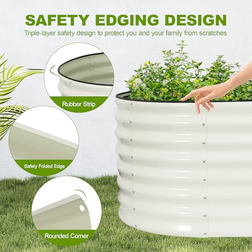 24" Tall Galvanized Raised Garden Bed Outdoor (Pearl White / 6×3×2ft (1 Pack))
