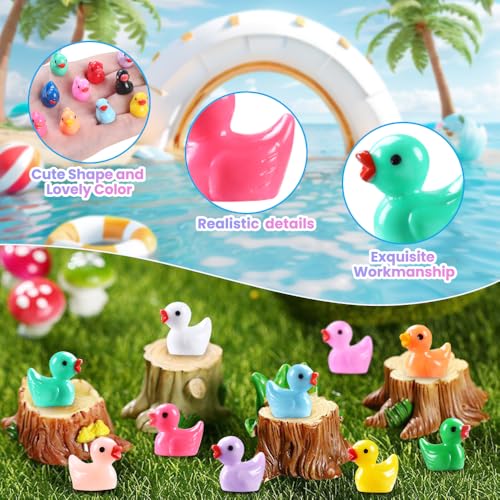 200pcs Mini Resin Ducks 20 Colors (200Pcs-colorful Ducks)