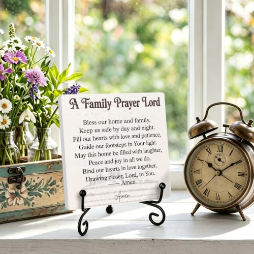 Christian Gifts Prayer Plaque for Home Book Shelf Table Decor 6.3x6.3 In 01 (Multicolor 1726 / Wooden sign with iron frame（6.3 x 6.3 inches）)