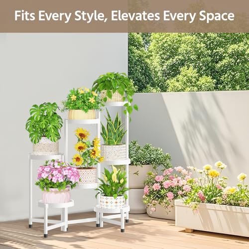 Plant Stand Indoor Outdoor Tall with Plastic Tray (7 Count)