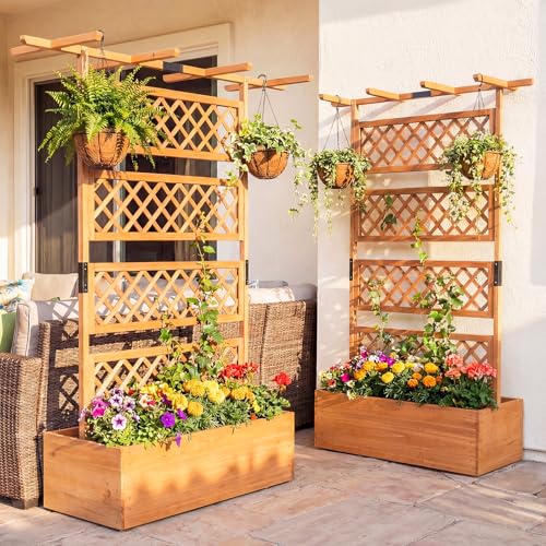 Raised Garden Bed with Trellis 2 Pack (Orange / 60"Lx22"Wx72"H)