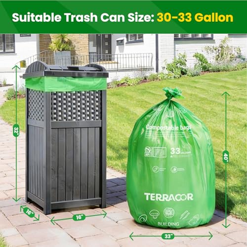 30 33 Gallon Compostable Trash Bags Liners Flat (33 Gal)