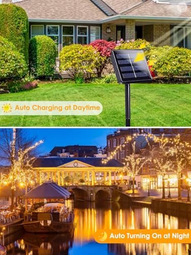 Solar Christmas Lights Outdoor 2 Pack 66FT 200 LED String Lights Warm White (Warm White / 2 pack)