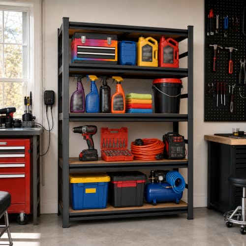 Garage Shelving (Wooden-5TIER 63"H×28"W×12"D)