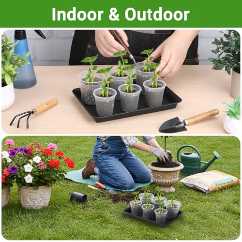 10 Inch Plastic Plant Tray Saucer Rectangular (10 Inch / Black)