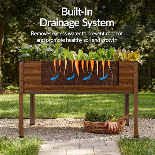 48x24x30in Galvanized Raised Garden Bed (48x24x30in / Wood Grain)