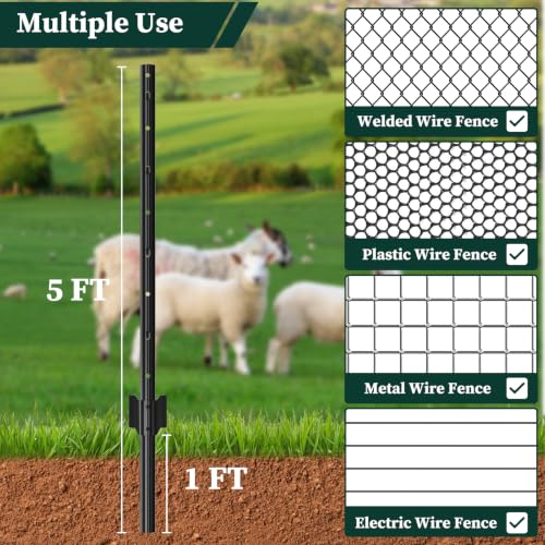 Metal Fence Posts Heavy Duty No (5FT-10P / Black)