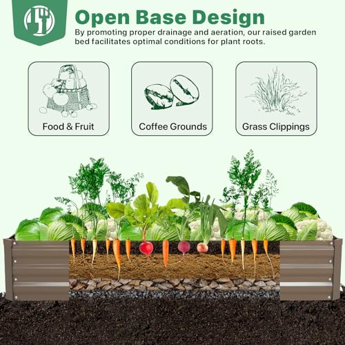 Galvanized Raised Garden Bed for Vegetables Flowers Herbs