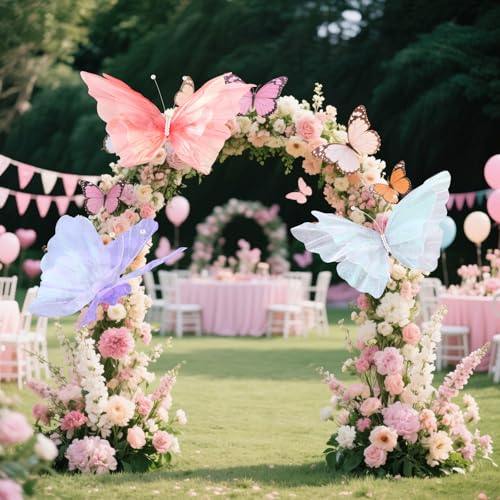 3 Pcs Large Butterfly Decorations 3D Silk Flying Butterfly (Butterfly / White, Pink, Purple)
