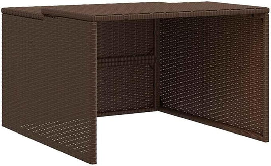 vidaXL Robot Mower Garage - Brown Poly Rattan, Weather- Storage Shed, 33.9"x35.4"x20.5"/22.4" for Garden Robotic Lawn Mower