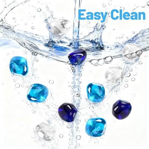 Blended Fire Glass Diamonds (Diamond 10LB / Crystal Clear+Cobalt Blue+Caribbean Blue)