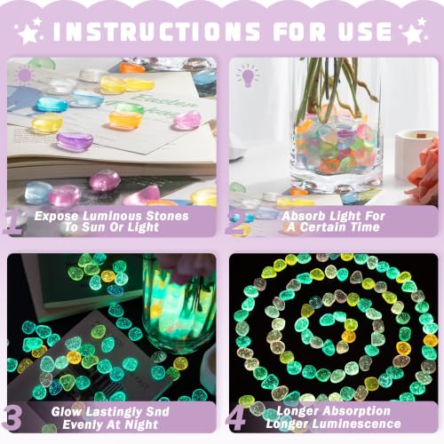 350 PCS Glow in The Dark Rocks (Starlight/350 pcs / 2.5x2x0.5cm)