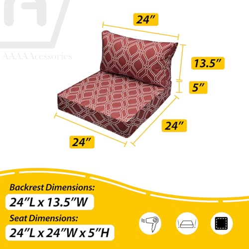 Outdoor Chair Cushions (Clay Red Vine Trellis / 24"x24"x5" / 24"x13.5")