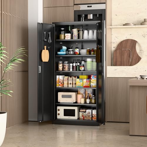 71" Black Lockable Metal Storage Cabinet (Black / 18"D x 34"W x 71"H)