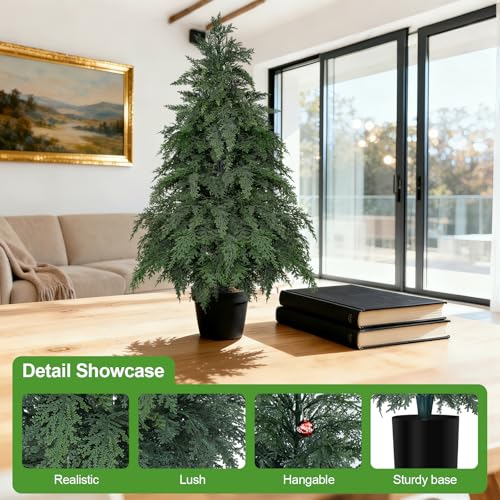 2Pack Fake Cypress Topiary Trees with Pot (3FT/36IN)