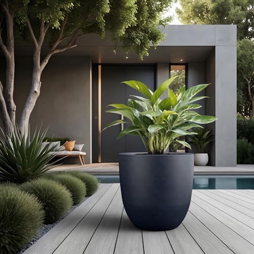 Round Concrete Planter (Charcoal / 18-Inch Dia)