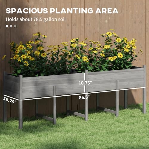 Wooden Raised Garden Bed with Legs (Gray / 88.5 X 21.75 X 31.5 in)