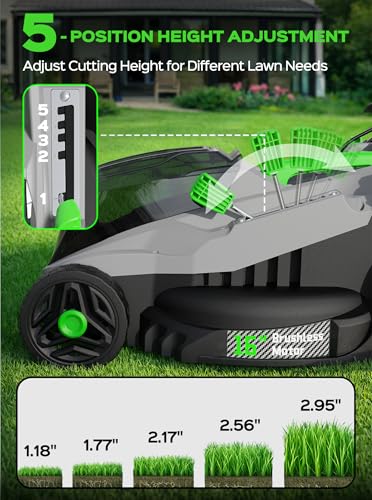 40V 16" Cordless Electric Lawn Mower with 4.0Ah Battery (Green)